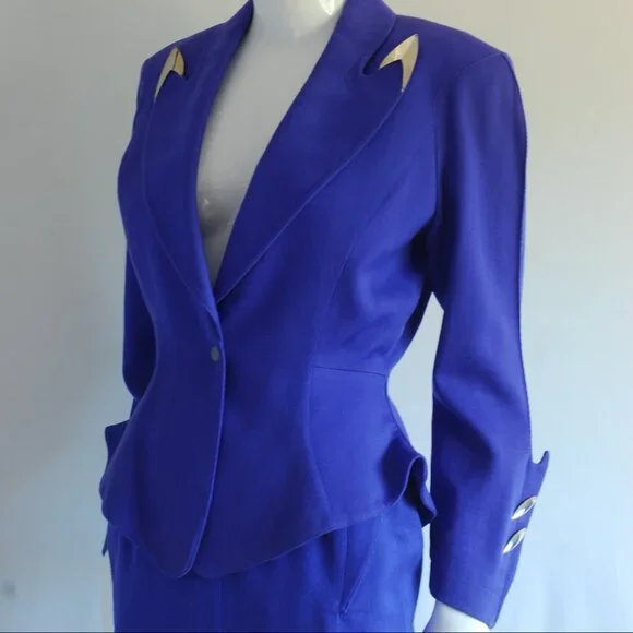 Thierry Mugler Indigo Wool Suit With Metal Accents - Picture 4 of 13